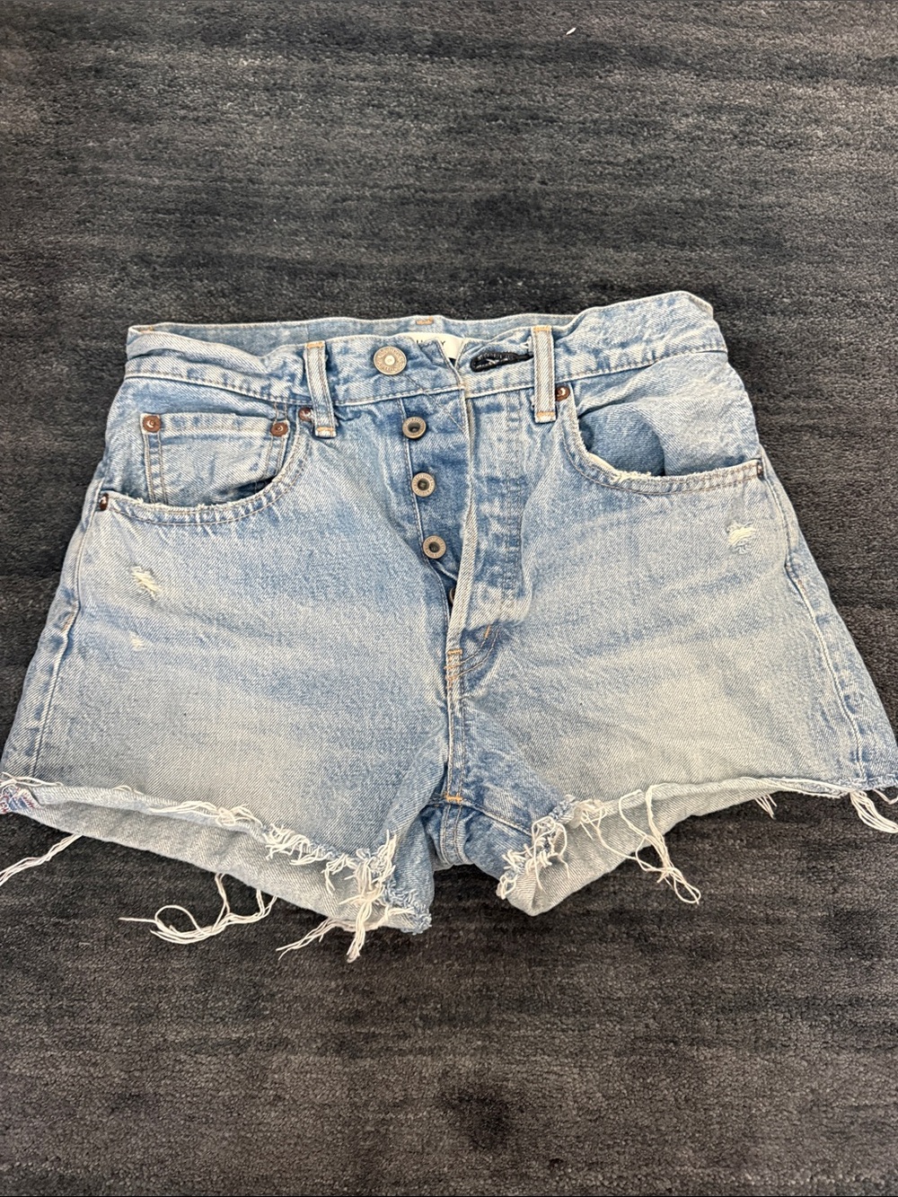 Moussy Light Blue Distressed Denim Cutoff Shorts